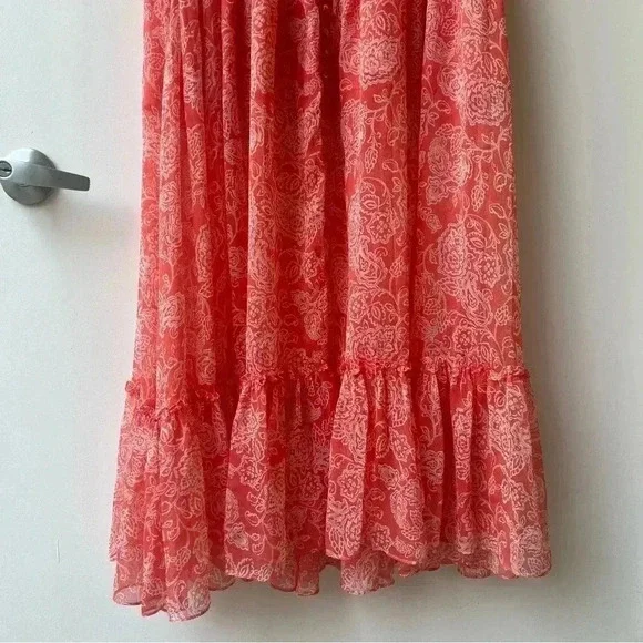 MISA Los Angeles Parisa Maxi Dress - Coral Pink White Floral Pattern - Size S - Picture 8 of 12